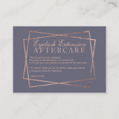 ばら色の金ゴールドの原稿の灰色の紫色のまつげのアフターケア 名刺 (裏面)