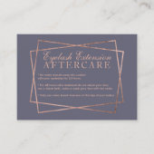 ばら色の金ゴールドの原稿の灰色の紫色のまつげのアフターケア 名刺 (正面)