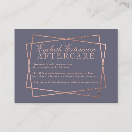 ばら色の金ゴールドの原稿の灰色の紫色のまつげのアフターケア 名刺 (正面)