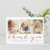 ばら色の金ゴールドの原稿3の写真の卒業は感謝していしています サンキューカード (スタンド正面)