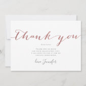 ばら色の金ゴールドの原稿3の写真の卒業は感謝していしています サンキューカード (裏面)