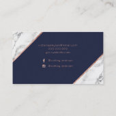 ばら色の金ゴールドの大理石の原稿海軍化粧のタイポグラフィ 名刺 (裏面)