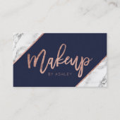 ばら色の金ゴールドの大理石の原稿海軍化粧のタイポグラフィ 名刺 (正面)