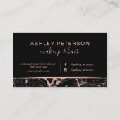 ばら色の金ゴールドの大理石の毛の化粧のタイポグラフィ 名刺 (裏面)