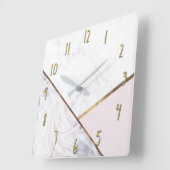 ばら色の金ゴールドの大理石の渦巻及び赤面のピンクの青銅色の魅力 スクエア壁時計 (傾斜)