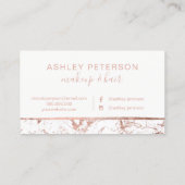 ばら色の金ゴールドの大理石の白髪の化粧のタイポグラフィ 名刺 (裏面)