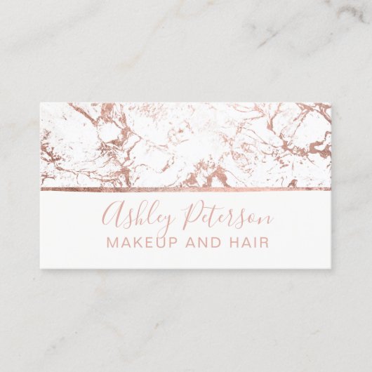 ばら色の金ゴールドの大理石の白髪の化粧のタイポグラフィ 名刺 (正面)