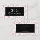 ばら色の金ゴールドの大理石ホイルの質 割引カード (正面/裏面)