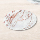 ばら色の金ゴールドの大理石 ラウンドペーパーコースター (アングル)