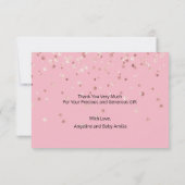 ばら色の金ゴールドの女の子のベビーシャワーは写真感謝していしています + 文字 サンキューカード (裏面)