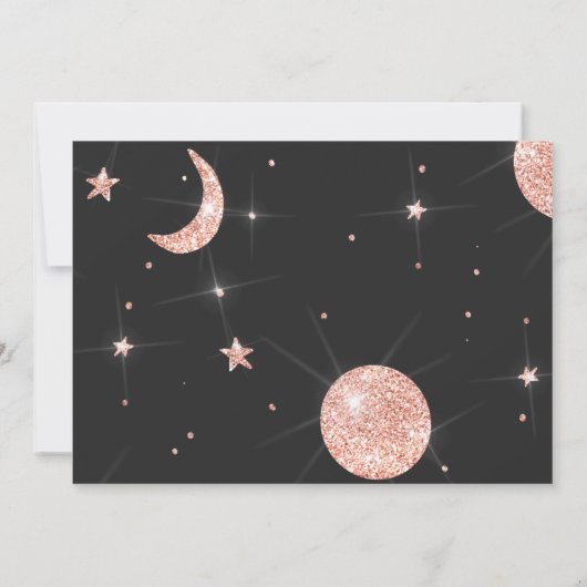 ばら色の金ゴールドの宇宙飛行士の女の子のピンクの第1誕生会 招待状 (裏面)