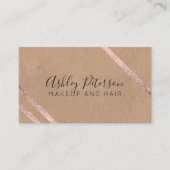 ばら色の金ゴールドの幾何学的なクラフトの毛の化粧のタイポグラフィ 名刺 (正面)