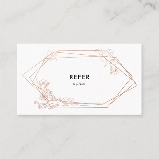 ばら色の金ゴールドの幾何学的な花柄 紹介カード (正面)