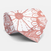 ばら色の金ゴールドの手描きの花のイラストレーションパターン ネクタイ (ロール)