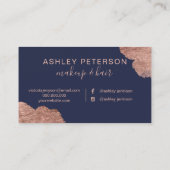 ばら色の金ゴールドの打撃の青い毛の化粧のタイポグラフィ 名刺 (裏面)