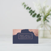 ばら色の金ゴールドの打撃の青い毛の化粧のタイポグラフィ 名刺 (スタンド正面)