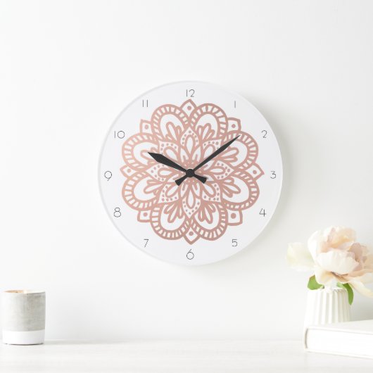 ばら色の金ゴールドの曼荼羅の柱時計 ラージ壁時計 (ホーム)