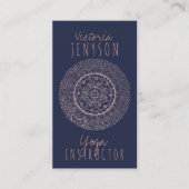 ばら色の金ゴールドの曼荼羅の真夜中の青いヨガのインストラクター 名刺 (正面)