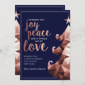 ばら色の金ゴールドの木ビジネス休日カード 招待状 (正面/裏面)