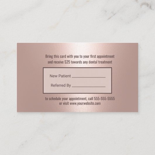 ばら色の金ゴールドの歯科医の共有スマイルの歯科紹介 紹介カード (裏面)