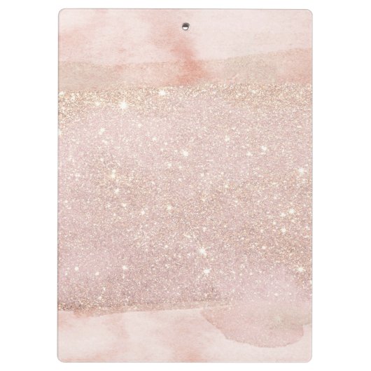 ばら色の金ゴールドの水彩画のきらめくのグリッター クリップボード (裏面)