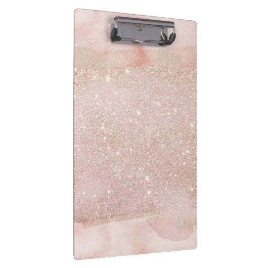 ばら色の金ゴールドの水彩画のきらめくのグリッター クリップボード (右)