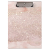 ばら色の金ゴールドの水彩画のきらめくのグリッター クリップボード (正面)