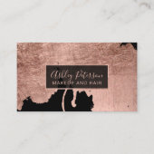 ばら色の金ゴールドの水彩画は毛の化粧のタイポグラフィを滴らせます 名刺 (正面)