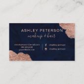 ばら色の金ゴールドの水彩画海軍毛の化粧のタイポグラフィ 名刺 (裏面)