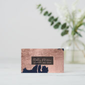 ばら色の金ゴールドの水彩画海軍毛の化粧のタイポグラフィ 名刺 (スタンド正面)