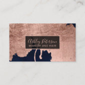 ばら色の金ゴールドの水彩画海軍毛の化粧のタイポグラフィ 名刺 (正面)