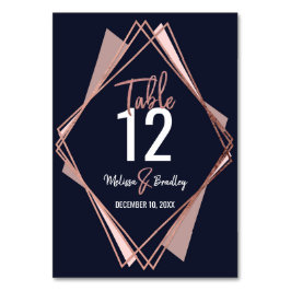 ばら色の金ゴールドの濃紺の藤色の幾何学的なテーブル数 テーブルナンバー