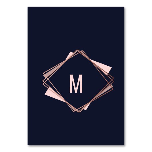 ばら色の金ゴールドの濃紺の藤色の幾何学的なテーブル数 テーブルナンバー (裏面)