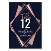 ばら色の金ゴールドの濃紺の藤色の幾何学的なテーブル数 テーブルナンバー (正面)