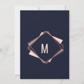 ばら色の金ゴールドの濃紺の藤色の幾何学的なベビーシャワー 招待状 (裏面)