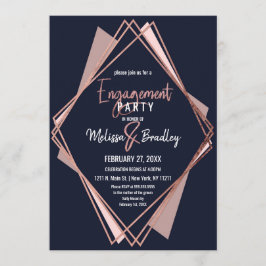 ばら色の金ゴールドの濃紺の藤色の幾何学的な婚約 招待状
