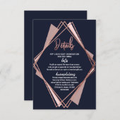 ばら色の金ゴールドの濃紺の藤色の幾何学的な詳細 エンクロージャーカード (正面/裏面)