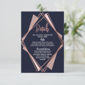 ばら色の金ゴールドの濃紺の藤色の幾何学的な詳細 エンクロージャーカード (スタンド正面)