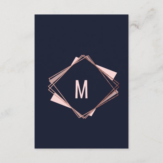 ばら色の金ゴールドの濃紺の藤色の幾何学的な詳細 エンクロージャーカード (裏面)