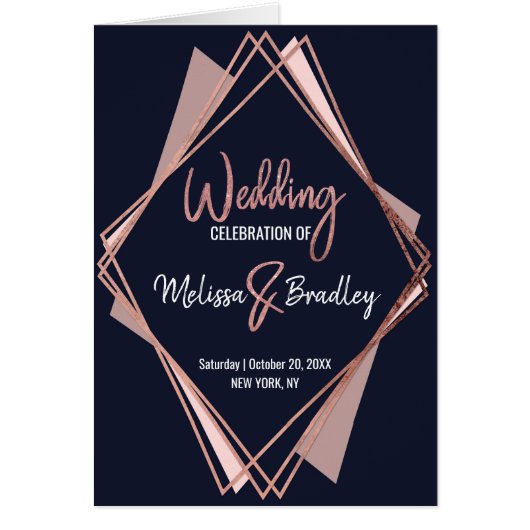 ばら色の金ゴールドの濃紺藤色の幾何学的なプログラム (正面)