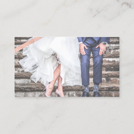 ばら色の金ゴールドの灰色の結婚式のカメラマンのタイポグラフィ 名刺 (裏面)