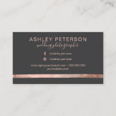 ばら色の金ゴールドの灰色の結婚式のカメラマンのタイポグラフィ 名刺 (正面)