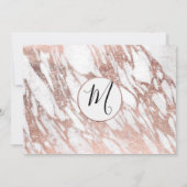 ばら色の金ゴールドの白くモダンな大理石の婚約 招待状 (裏面)