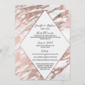 ばら色の金ゴールドの白くモダンな大理石の結婚式メニュー メニュー (正面/裏面)