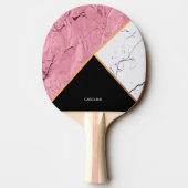 ばら色の金ゴールドの白黒大理石パターン 卓球ラケット (裏面)