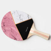 ばら色の金ゴールドの白黒大理石パターン 卓球ラケット (横)