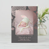 ばら色の金ゴールドの秋の生まれたばかりのな写真の誕生の発表 案内状 (スタンド正面)