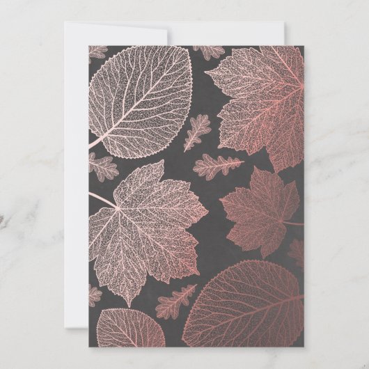 ばら色の金ゴールドの秋の生まれたばかりのな写真の誕生の発表 案内状 (裏面)