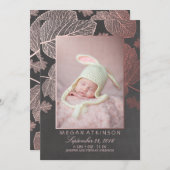 ばら色の金ゴールドの秋の生まれたばかりのな写真の誕生の発表 案内状 (正面/裏面)