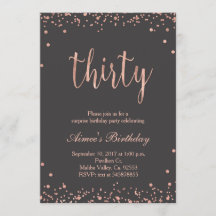 ばら色の金ゴールドの第30誕生日の招待状
